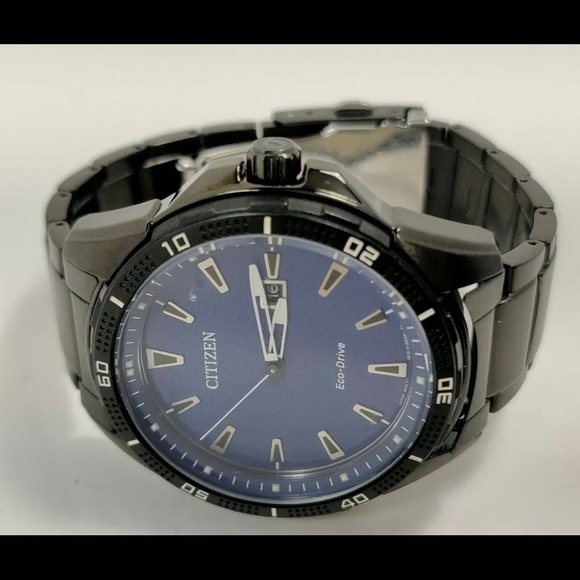 Citizen Eco-Drive Blue Dial Black IP Men's Watch - Picture 8 of 11